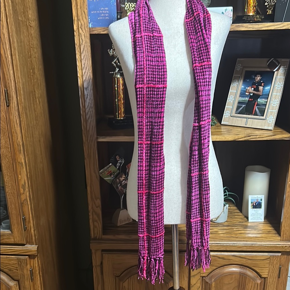 Pink and Black Checkered Scarf